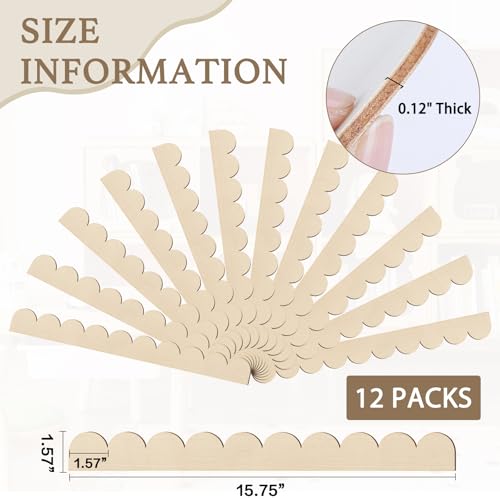 Scalloped Wood Trim Decorative Scallop Trim, 12 Pack - size: 15.74 X 1.57 Inch