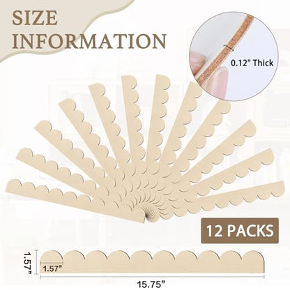Scalloped Wood Trim Decorative Scallop Trim, 12 Pack - size: 15.74 X 1.57 Inch