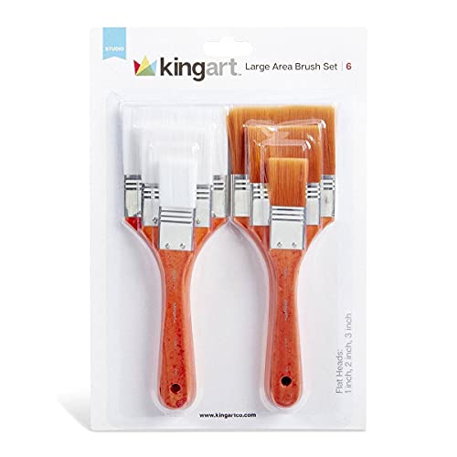 KINGART 6-Piece Paint Brushes Set for Acrylic Painting, Oil Watercolor Acrylic Paint Brush, Artist Paintbrushes for Body Face Rock Canvas, Arts Crafts Supplies