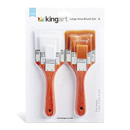 KINGART 6-Piece Paint Brushes Set for Acrylic Painting, Oil Watercolor Acrylic Paint Brush, Artist Paintbrushes for Body Face Rock Canvas, Arts Crafts Supplies