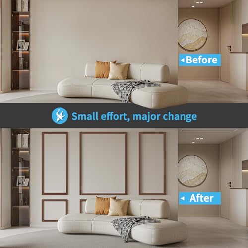 Art3d Pre-Cut Wall Molding Set of 6 pcs, 3 Top 3 Bottom, Walnut - color: Walnut: Style 2