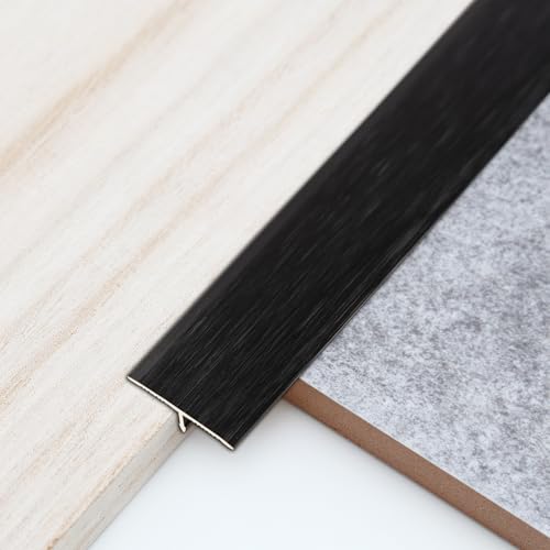 Trimold 3Pcs Aluminum T Molding Trim & Floor Transition Strips, Flat Divider Strip for Door Threshold and Joining Flooring Gaps of Laminate Planks Tile (2.9Ft x 0.8In, Brushed Black) - color: Brushed Black, size: 2.9ft x 0.8in