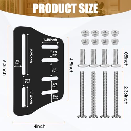 2Pcs Queen Bed Modification Plate, Headboard Attachment Kit - color: Black, size: Bed Frame Brackets