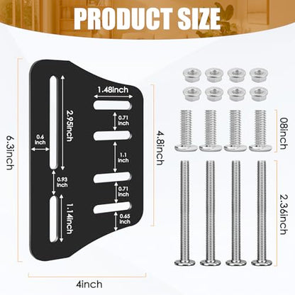 2Pcs Queen Bed Modification Plate, Headboard Attachment Kit - color: Black, size: Bed Frame Brackets