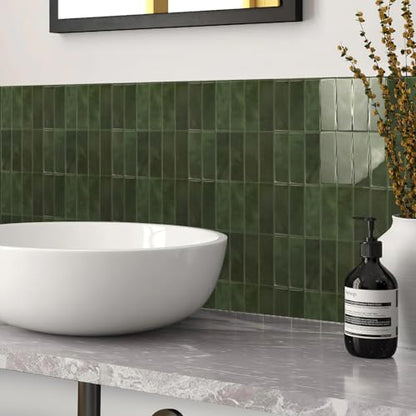 Alwayspon 12×12inch×10Pcs 2.5mm Thick Version Deep Green Marble Style 3D Vinyl Backsplash Tiles, Self-Adhesive Peel and Stick Wall Tile Stickers Stick on Subway Tiles for Kitchen Bathroom Wall - color: Deep Green