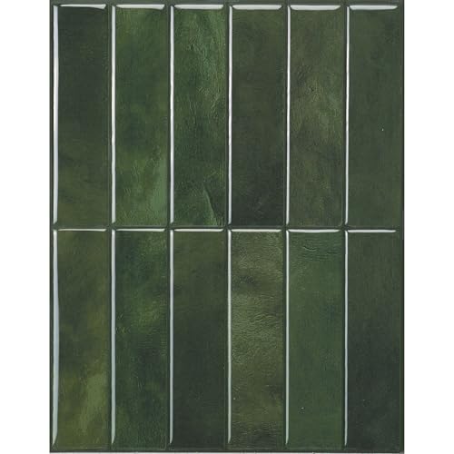 Smart Tiles Peel and Stick backsplash, Stacked Forest Green, 11.43"x9" - color: Forest Green