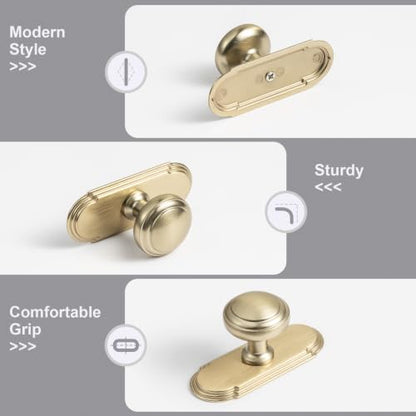6Pack Champagne Bronze Cabinet Knobs with Backplate Drawer knobs - color: Champagne Bronze, style: Orbit Rim