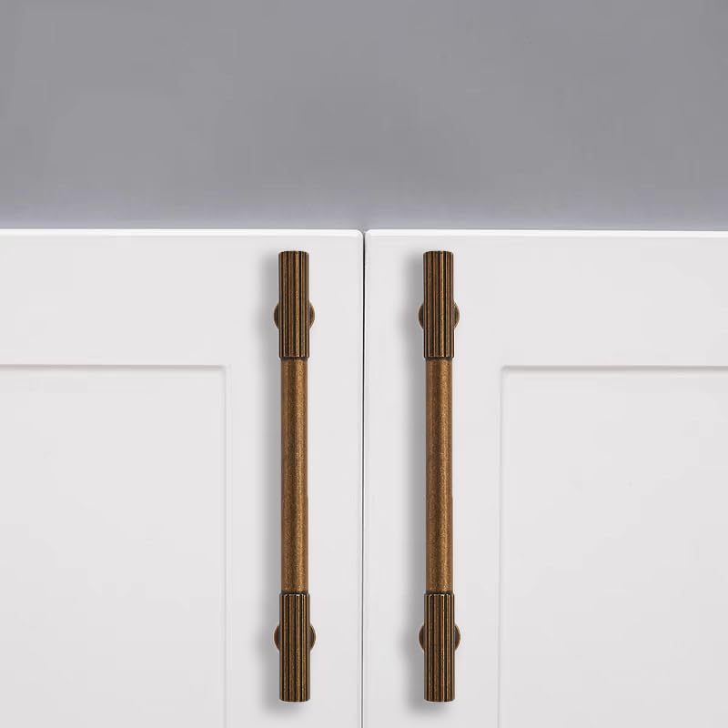 10-Pack 3 Inch Hole Center Antique Brass Cabinet Pulls Solid Heavy Duty Cabinet Pull is Suitable for Drawers Dressers Handles Kitchens Bathroom cabinets - color: Antique Brass, size: 3 Inch(76mm) hole center