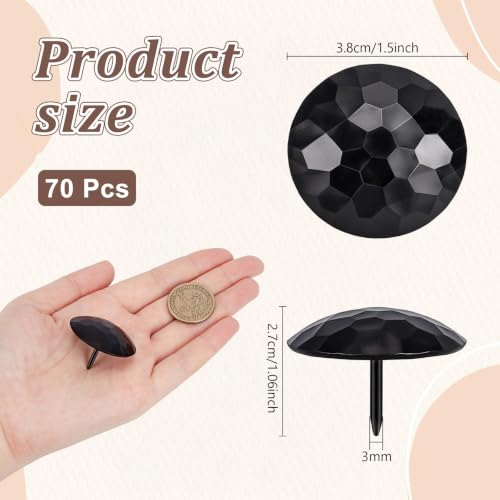 CUTHOLLOW 70PCS 1.5 Inch Decorative Iron Nails, Black Round Head Clavos