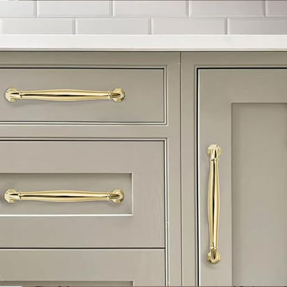 khtumeware 10 Pack 3-1/2 Inch(89mm) Polished Brass Cabinet Pulls Polished Gold Cabinet Handle Heavy Duty Solid Cabinet Hardware for Cupboard Drawer Pulls Dresser Handle - color: Polished Brass, size: 3-1/2 inch Hole Center