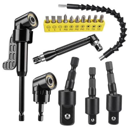 17Pcs Flexible Drill Bit Extension Set with 105-Degree Angle Tool