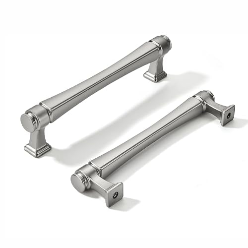 LIMUR 10 Pack 3.75 Inch (96mm) Hole Center Brushed Satin Nickel Cabinet Pulls – Solid Zinc Alloy Kitchen Cabinet Handles, Drawer Pulls for Bathroom Vanity, Dresser & Wardrobe, M4 Screws Included - color: Brushed Satin Nickel, size: 3.75"/96 MM Hole Center