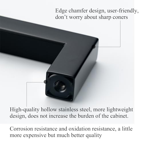 30 Pack Matte Black Cabinet Handles Black Square Dresser Pulls Cupboard Drawer Handles 8" Hole Center 203mm Modern Stainless Steel Kitchen Cabinet Hardware - color: Matte Black, size: 8 inch hole center (203mm)