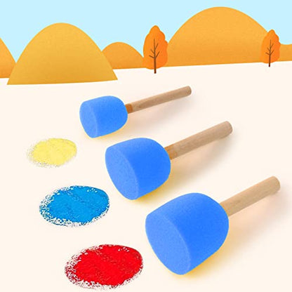 WAFJAMF 40 Pcs Round Sponges Brush Set 4 Sizes DIY Painting Tools Blue - color: Blue