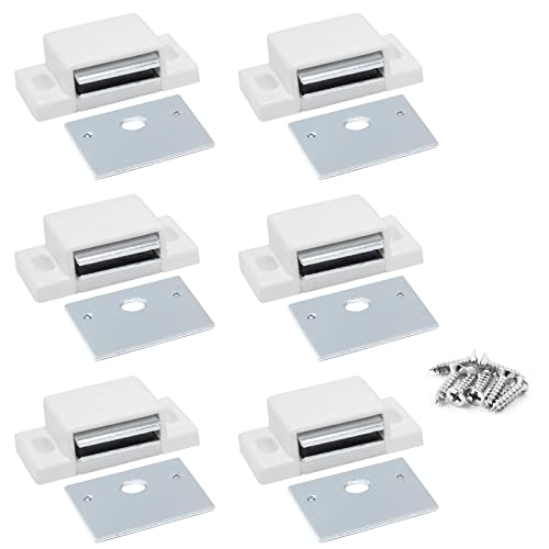 BokWin 6 PCS Magnetic Door Catch, White, 15lb