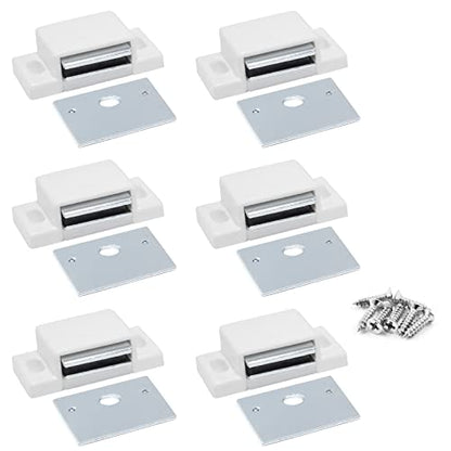 BokWin 6 PCS Magnetic Door Catch, White, 15lb