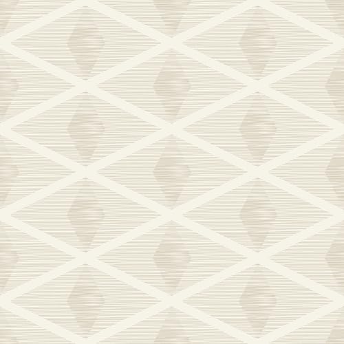 Chunlei Peel and Stick Wallpaper, Beige Diamond Lattice Geometric Pattern, 118in x 17.7in, Waterproof Vinyl, Removable Reusable, Eco-Friendly, for Bedroom Living Room Rental Apartment - color: Beige05, size: 17.7" x 118.1"