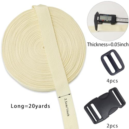 Ivory White 1 inch Webbing Strap Kit for DIY Crafts-Backpacks-20yds - color: Ivory