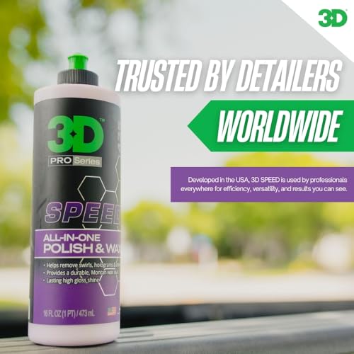 3D Speed All-In-One Polish & Wax – Scratch & Swirl Remover, Clear Coat Safe Paint Sealant – High Gloss Finish, Easy Application – 8oz – Made in USA - size: 8 Fl Oz (Pack of 1)