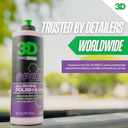 3D Speed All-In-One Polish & Wax – Scratch & Swirl Remover, Clear Coat Safe Paint Sealant – High Gloss Finish, Easy Application – 8oz – Made in USA - size: 8 Fl Oz (Pack of 1)