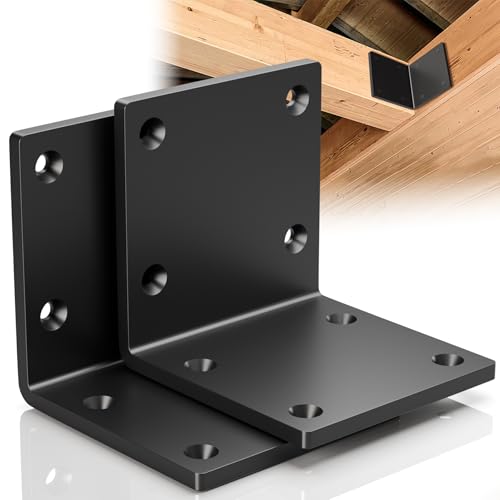 6" X 6" X 5" Heavy Duty Steel L Angle Bracket for Wood, Large 90 Degree Corner Shelf Support Bracket, 6x6 Post to Beam Connector, Thickness 1/4"(6mm), Max Load 300lbs-2 Pcs - color: 6 x 6 x 5-2PCS
