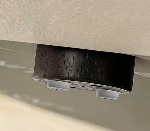 1" Wood Bun Feet for Furniture, Black Short Small Wooden Legs Riser Set of 4- Add 1 Inch Height & Steady Support