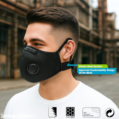 BASE CAMP Upgrade M Plus Dust Mask 2 Pack, Breathable Reusable Dust Face Mask with 6 Activated Carbon Filters for Woodworking Construction Mowing Grinding - style: Modern2