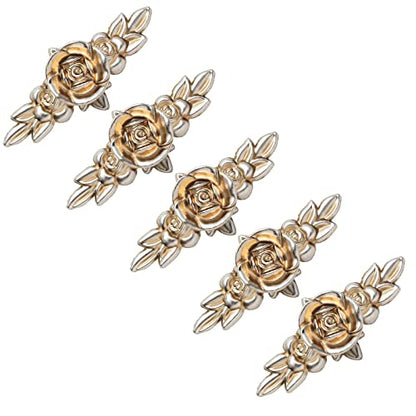 Uenhoy 5 Pcs Rose Cabinet Knobs with Backplate, Antique Silver, 4" - color: Antique Silver, size: Knobs with Backplate