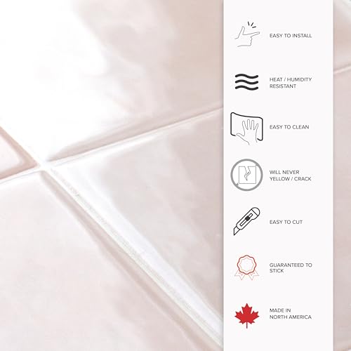Smart Tiles Peel and Stick backsplash, Zellige Pink, 9"x9" - color: Pink