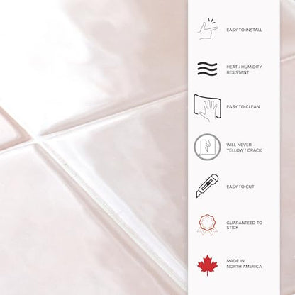 Smart Tiles Peel and Stick backsplash, Zellige Pink, 9"x9" - color: Pink