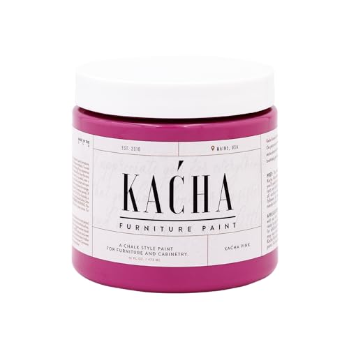Kacha Furniture Paint | Pink Chalk Style Paint for Furniture, Cabinets, and Crafts | Pint -16 oz | Kacha Pink | Low VOC | Matte | (Topcoat Required) - color: Kacha Pink, size: 16 Fl Oz (Pack of 1)