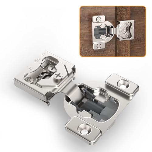 Chibery 4 Pack 1/2" 4D Concealed Hinges for Face Frame Door, Soft Close On/Off Switch, Self Closing, 105° Open Angle Concealed Stainless Steel Hinges for Framed Cabinet, Satin Nickel - color: 4 Pack, size: 1/2" Overlay