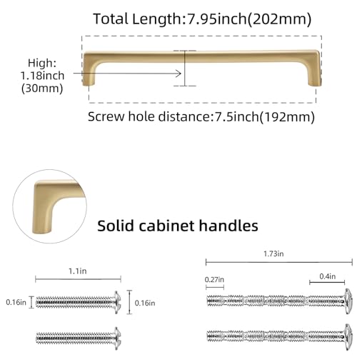 10 Pack 7.5 inch Champagne Bronze Kitchen Cabinet Handles - color: Champagne Bronze, size: 7-1/2 inch Hole Center