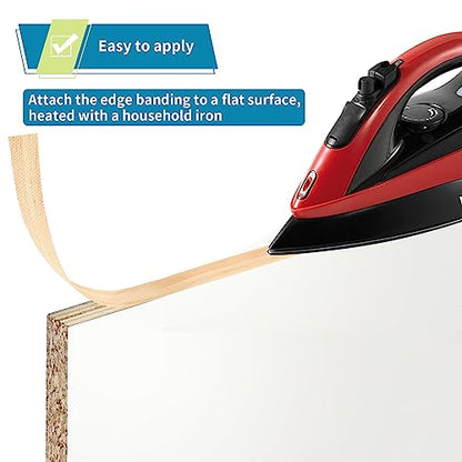 Skelang Pine Edge Banding, 3/4" X 50' Wood Strip Preglued, Iron on Veneer Edging Tape for Cabinet, Table, Door - size: 3/4" x 50'