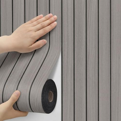 Peel and Stick Wood Slat Wall Panels, Grayish Brown, 118 x 15.7 in - color: Grayish Brown, size: 15.7" x 118"
