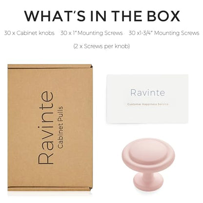 Ravinte Pink Round Cabinet Knobs,Zinc Pulls,1-1/4 Inch,30 Pack - color: Pink