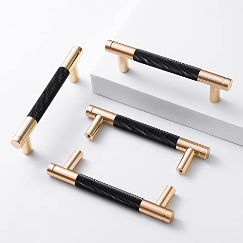 12 Pack 3 3/4 Inch 96 mm Barrel Cabinet Pulls Gold and Black Cupboard Aluminum Handles Drawer Pull Cabinet Handles 3.75 12pack Gold and Black - color: Gold and Black, size: 3 3/4 Inch