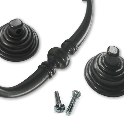 4 PCS Oil-Rubbed Bronze Metal Drop Bail Pulls, 4-1/4" Center to Center - color: Oil Rubbed Bronze, size: 4-1/4" Center to Center