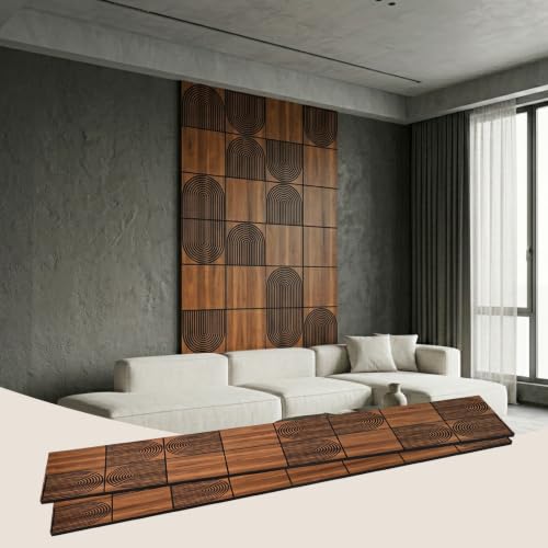 2-Pack Teak Wood Grain 3D Wall Panels with Adhesive, Peel and Stick PVC Wall Tiles for Accent Wall, Covers 30.85Sq Ft for Luxury Living Room & Bedroom Decor - size: 23.62" × 94"