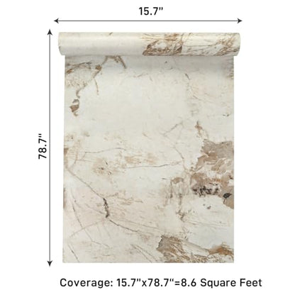 VaryPaper 15.7"x78.7" Beige Brown Marble Contact Paper Kitchen Countertop Peel and Stick Waterproof Marble Vinyl Wrap for Cabinets Table Removable Self Adhesive Granite Wall Paper for Bathroom Bedroom