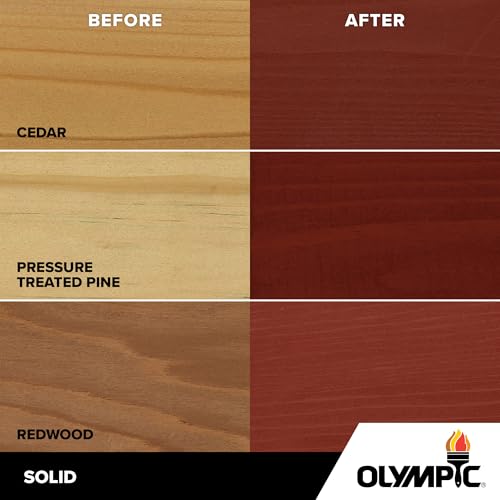 Olympic Maximum 1 gal Spiced Red Solid Color Wood Stain & Sealer in One - color: Spiced Red, size: 1 Gallon, style: Solid