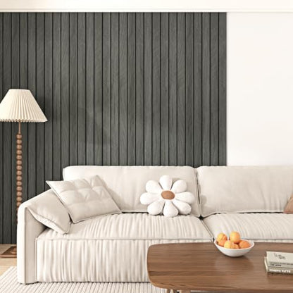 Black Grey PVC Acoustic Slat Wall Panel Peel and Stick for Walls - color: Black, size: 12×120"