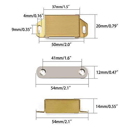 Cabinet Door Catch with Strong Magnetic, 1.2mm Thickness Furniture Latch 20 lbs, Gold (Pack of 8) - color: 8PCS-Gold
