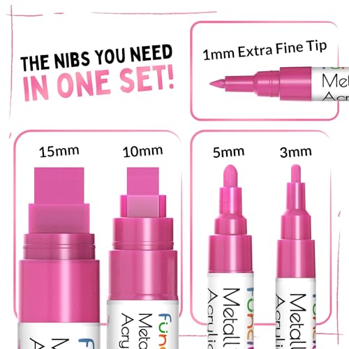 5 Acrylic Metallic Pink Paint Pen Markers for Rocks, Canvas, Wood - color: Metallic Pink