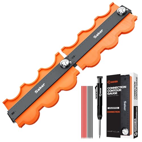 Saker Miter Saw Protractor and Saker Contour Gauge Profile Tool-Unlimited Connection Precisely Copy Irregular Shape Duplicator (2 Pieces) Deep Hole Pencil