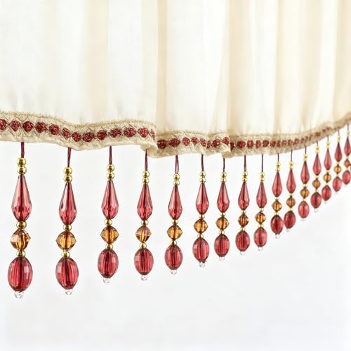 4 Yards Beaded Fringe Trim, Hanging Crystal Beads Tassel Fringe Trim Curtain Weights Cloth Sofa Fringes for Curtain Cushions Lampshades Clothes (Wine Red) - color: Wine Red