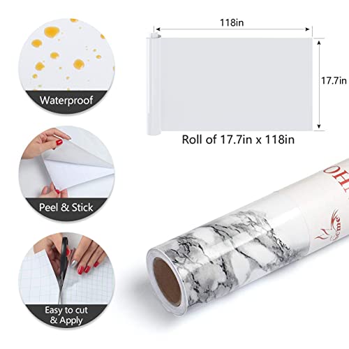 Glossy Grey Marble Peel and Stick Countertop Contact Paper Waterproof Self Adhesive Oil Proof Removable Marble Wallpaper for Kitchen Bathroom Countertops Vanity Top Table Cabinets 17.7" X 118" Yenhome - size: 17.7"W x 118"L