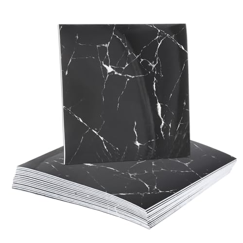 HARFINGTON 15pcs Peel and Stick Marble Tiles, Waterproof Wall Panel Backsplash, 12"x12" PVC Peel and Stick Shower Tiles for Bathroom, Kitchen, Living, Black and White Root Design - style: Black and White Root