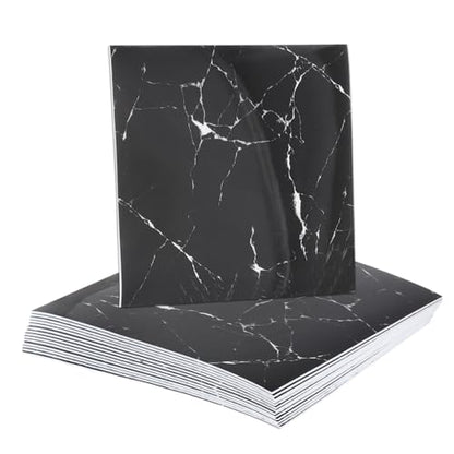 HARFINGTON 15pcs Peel and Stick Marble Tiles, Waterproof Wall Panel Backsplash, 12"x12" PVC Peel and Stick Shower Tiles for Bathroom, Kitchen, Living, Black and White Root Design - style: Black and White Root