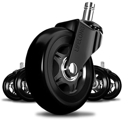 Lifelong Office Chair Wheels Replacement, Heavy Duty, 5-Pack, 98% Fits - color: Dark Black, size: 3 Inch